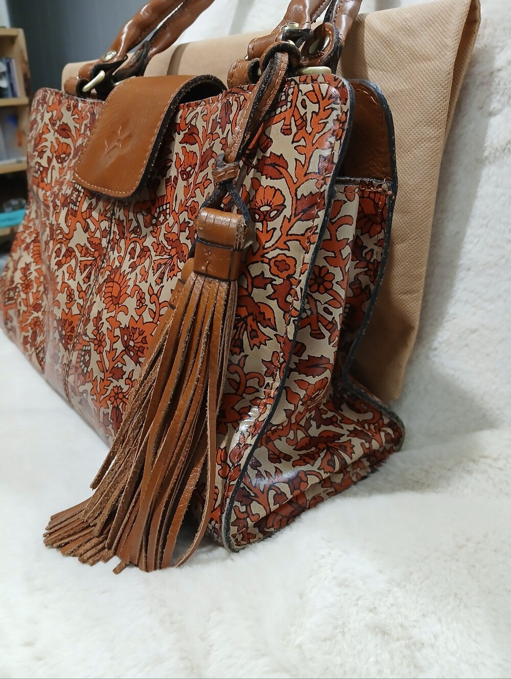 Patrica Nash Poppy Leather Boho India Print Shoulder Bad with Dustbag - Picture 4 of 16